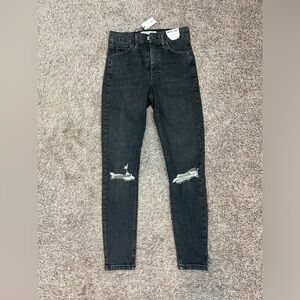 NWT Sz 2 25/30 Topshop by ASOS Jamie Black Denim Jeans